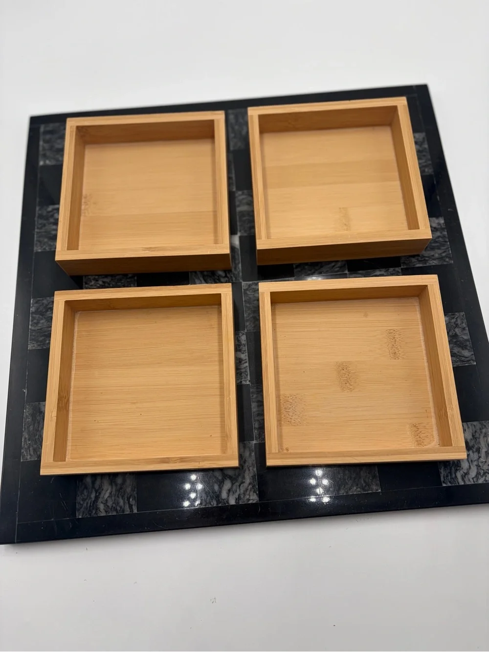 Bamboo 4-Compartment Trinket Tray- Natural